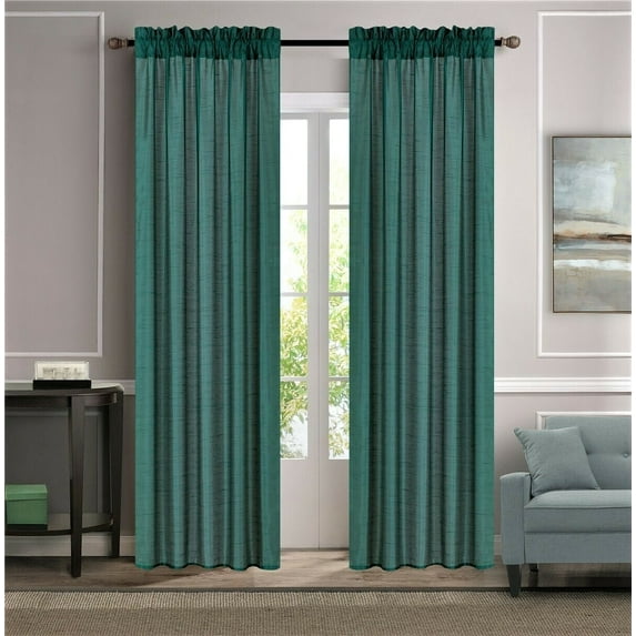 2 panel faux silk solid curtain drapes with rod pocket 108" total wide by 84" long panel curtain for any bedroom or patio door non blackout semi sheer panels MR2 hunter