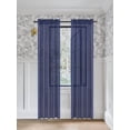 thumbnail image 1 of Gorgeous Home Linen 2 PC Solid Semi Sheer Faux Silk Rod Pocket Curtain Window Panel for any Room 55" Wide X 84"Long Each Navy Blue Color, 1 of 5