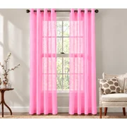 Gorgeous Home Linen 2 Panel Sheer Voile Window Treatment Curtain Silver 8 Grommets 54" Width X 84" for Bedroom Light Pink