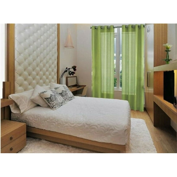 2 panel semi sheer voile window treatment curtain 8 Grommets 55" Width X 84" drapes for any bedroom inside or outside RUBY sage green color