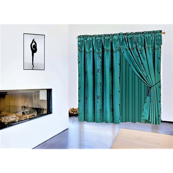 2 panel window curtain set (120" W X 84" L ) with valance and sheer backing NADA