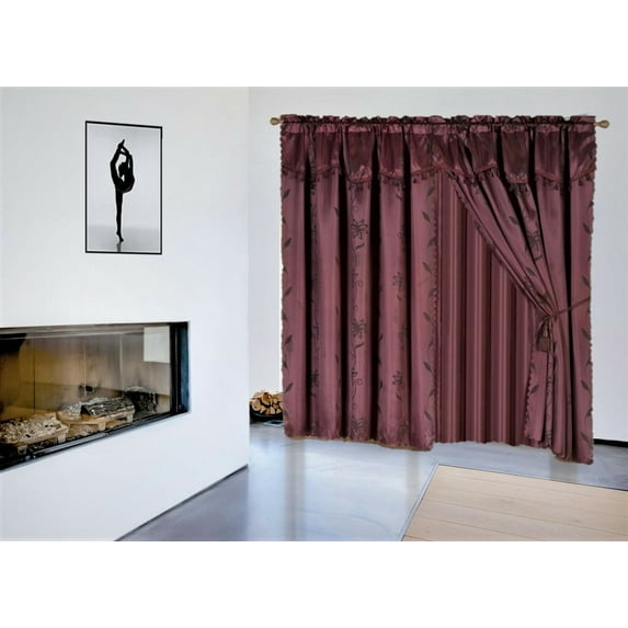 2 panel window curtain set (120" W X 84" L ) with valance and sheer backing NADA