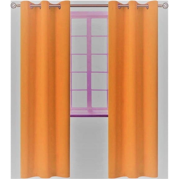 2 panels K68 brick orange color 100 % blackout thermal light blocking drapes for sliding patio window curtain top grommets noise reducing 37" wide X 63" length each panel