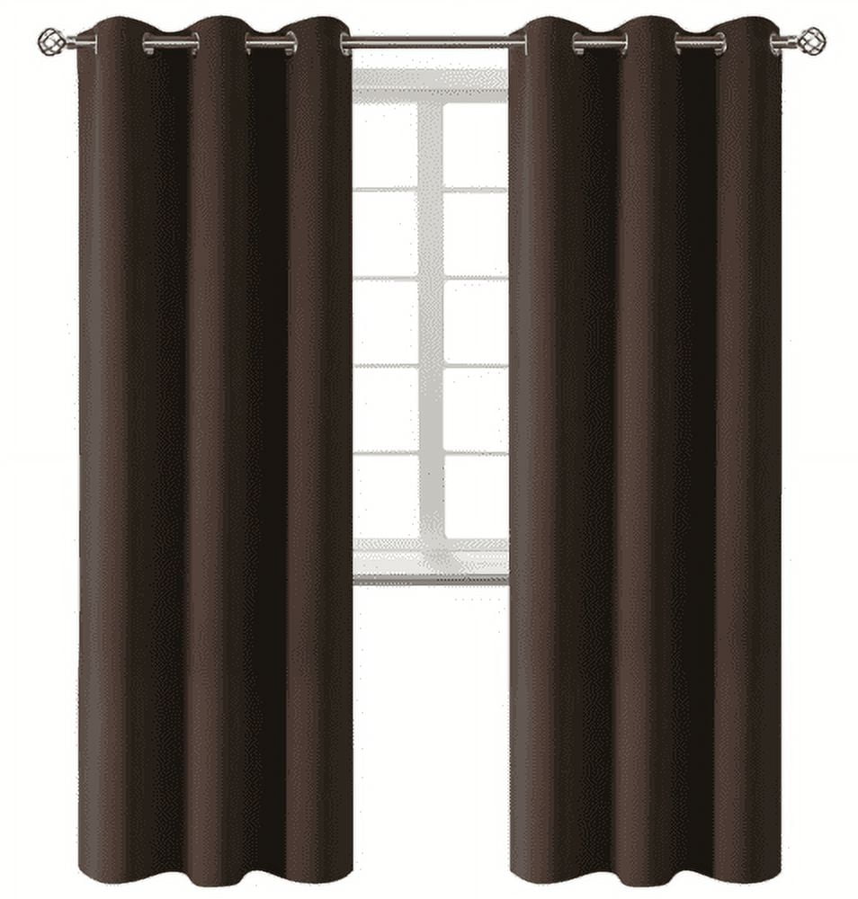 SAMIMPORT-2011 2 panels K68 brown color 100 % blackout thermal light blocking drapes for sliding patio window curtain top grommets noise reducing 37" wide X 63" length each panel