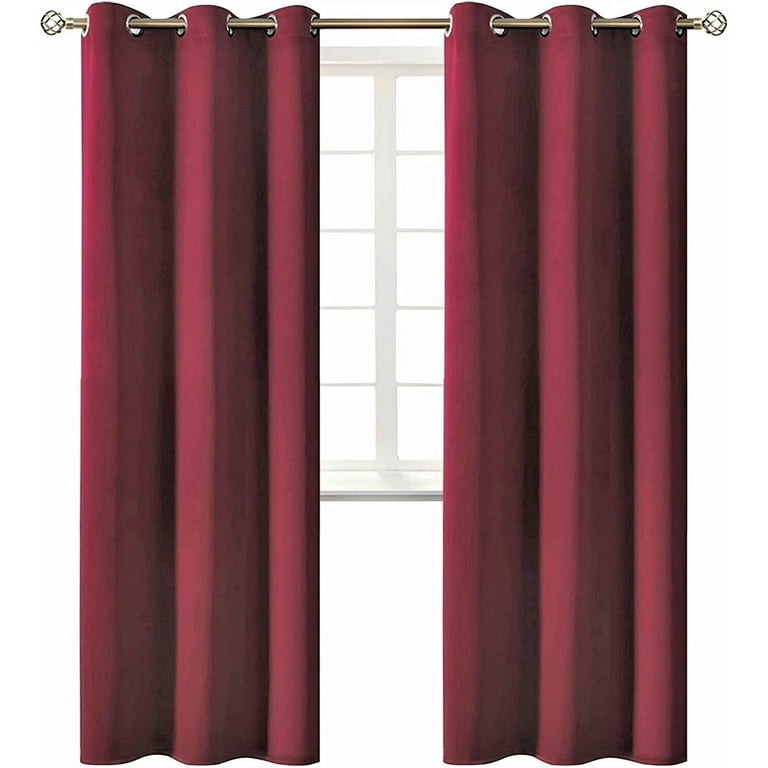  Gxi Stripes Burgundy Blackout Curtains Set 2 Panels