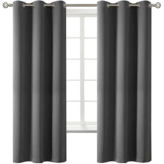 Gorgeous Home Linen Charcoal Gray 2 Panels Blackout Thermal Drapes Window Curtain Top Grommets 35" Wide X 63" Long Each Panel