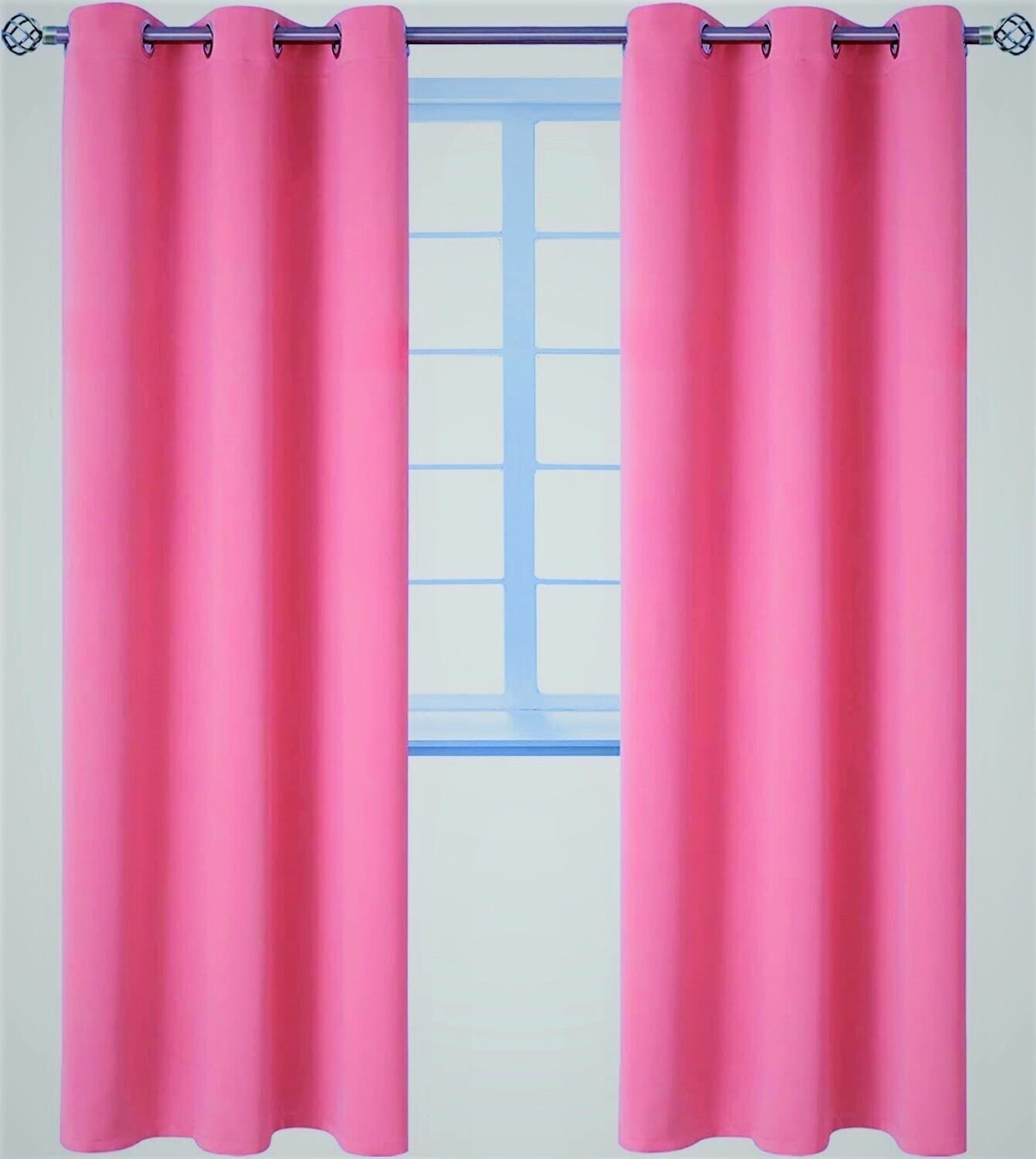 2 panels K68 hot pink color 100 % blackout thermal light blocking drapes for sliding patio window curtain top grommets noise reducing 37" wide X 63" length each panel
