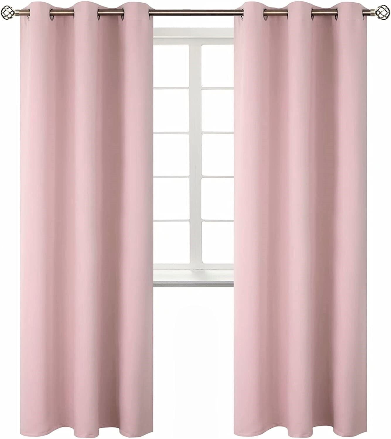 2 panels K68 light pink color 100 % blackout thermal light blocking drapes for sliding patio window curtain top grommets noise reducing 37" wide X 63" length each panel