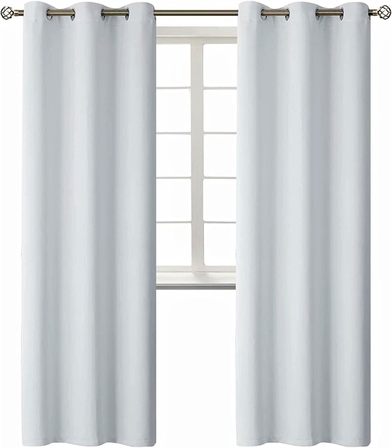2 panels K68 white color 100 % blackout thermal light blocking drapes for sliding patio window curtain top grommets noise reducing 37" wide X 63" length each panel