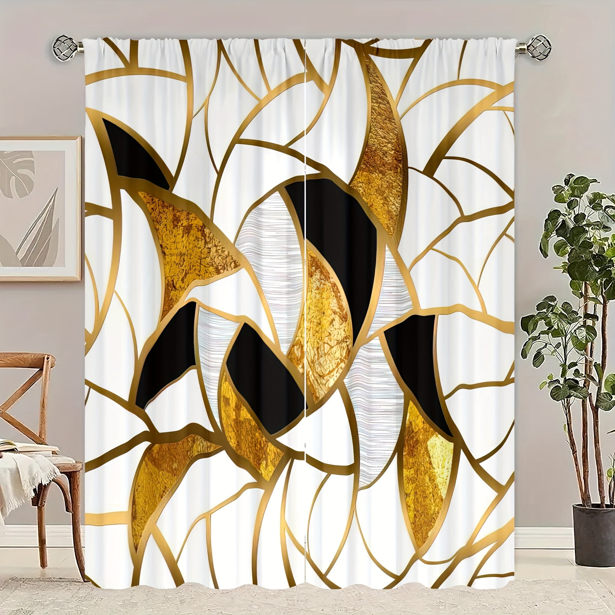 2 panels Modern Geometric Abstract Curtains for Bedroom Living Room ...