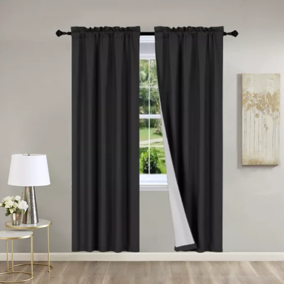 2 panels taupe solid matte color light filtering with rod pocket 100 % privacy window blackout curtain treatment 37" inch wide X 95" inch length each panel R64