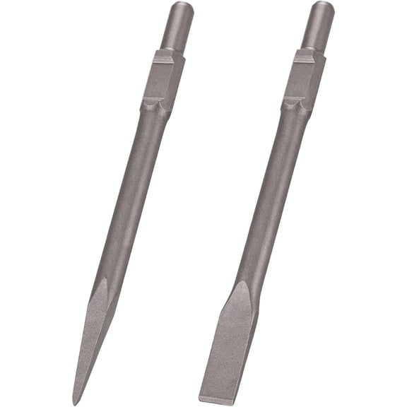2 pc. 1-3/16" Hex Chisel Set with Point & Flat Chisels for Heavy Duty Electric Demolition Jack Hammer Concrete Breaker