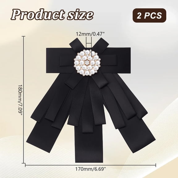 2 pc 2 Pcs Women's Ribbon Brooch Bowknot Elegant Ribbon Brooch Necktie Bow with Rhinestone for Party Clothing Wedding Ceremony Accessories
