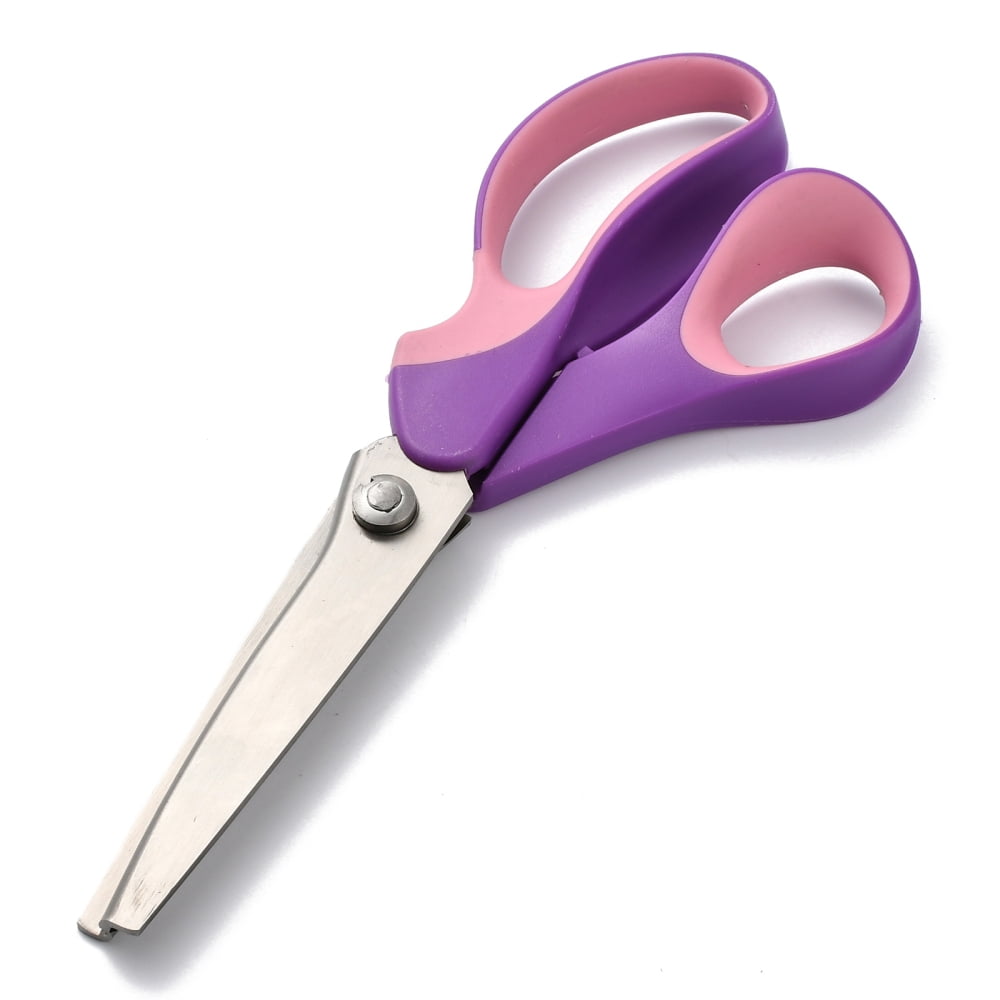 2 pc 201 Stainless Steel Pinking Shears Serrated Scalloped Scissors with Plastic Handle for Sewing Craft Dressmaking Violet 230x88x21mm