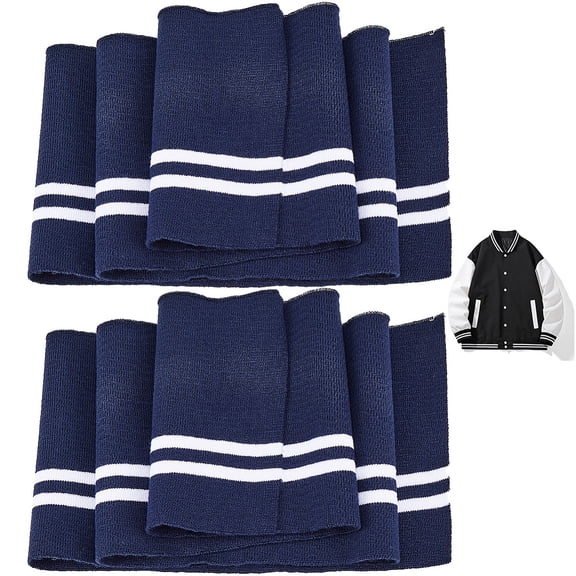2 pc 2PCS 37.4x5.5 Inch Elastic Ribbing Fabric Neckline Collar Trim Waistbands Collar Cuffs Trim Material White Stripe Waistband Knit Neckbands for Jacket Sewing Waistband Cuffs Prussian Blue