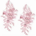thumbnail image 1 of 2 pc 2Pcs 3D Floral Embroidery Applique Polyester Sequin Flower Appliques Pink Beaded Lace Embroidered Sew on Tulle Patches for Sewing Making Crafts Clothes Wedding Bridal Gown Costumes Supply, 1 of 9