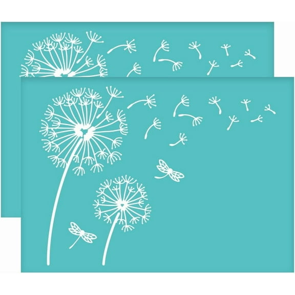 2 pc 2Pcs Self-Adhesive Silk Screen Printing Stencil Dandelion Pattern Mesh Transfers Stencil Dragonfly Pattern Silk Screen Stencil for Painting on Wood DIY T-Shirt Fabric 7.7x5.5inch