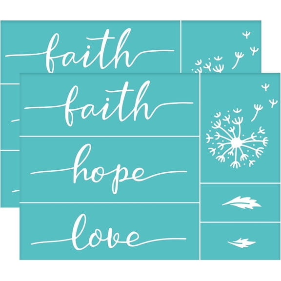 2 pc 2Pcs Self-Adhesive Silk Screen Printing Stencil Faith Hope Love Silk Screen Stencil Reusable Washable Mesh Stencils Transfer for DIY T-Shirt Fabric Painting - 14x19.5cm