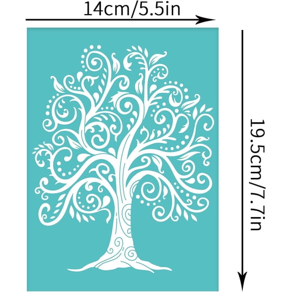 2 pc 2pcs Self-Adhesive Silk Screen Printing Stencils Fancy Tree Pattern Mesh Transfers Stencil Reusable Silkscreen Stencil for Printing on Wood T-shirts Canvas Fabric - 19.5cmx14/7.7x5.5inch