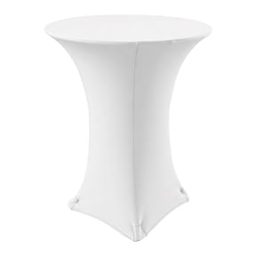 2 pc 30 Inch X-Type Cocktail Table Covers White Spandex Tablecloths - Stain & Wrinkle Resistant Washable Stretch Tight High Boy Table Cover for Drinks Wedding Reception Party Event