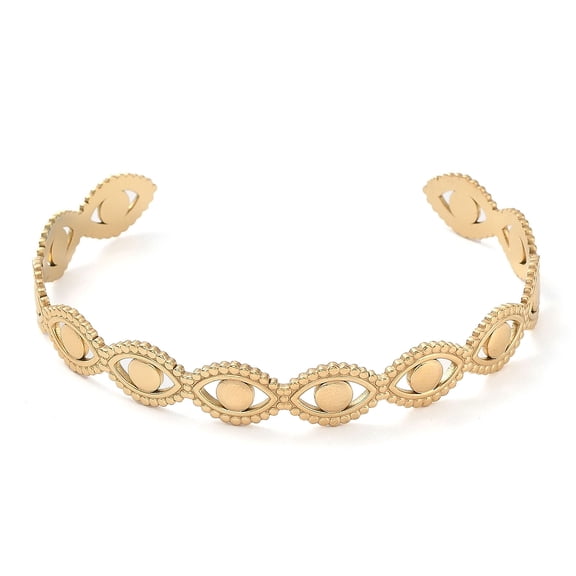 2 pc 304 Stainless Steel Hollow Horse Eye Cuff Bangle for Women Golden Inner Diameter: 2-5/8 inch(6.7cm)