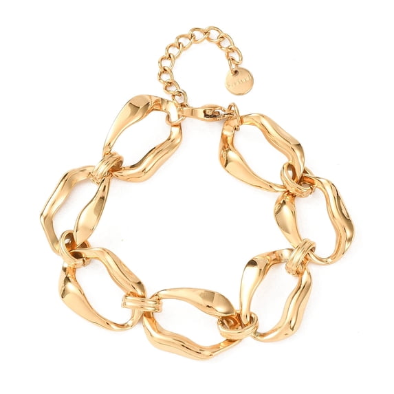 2 pc 304 Stainless Steel Link Chain Bracelets for Women Real 18K Gold ...