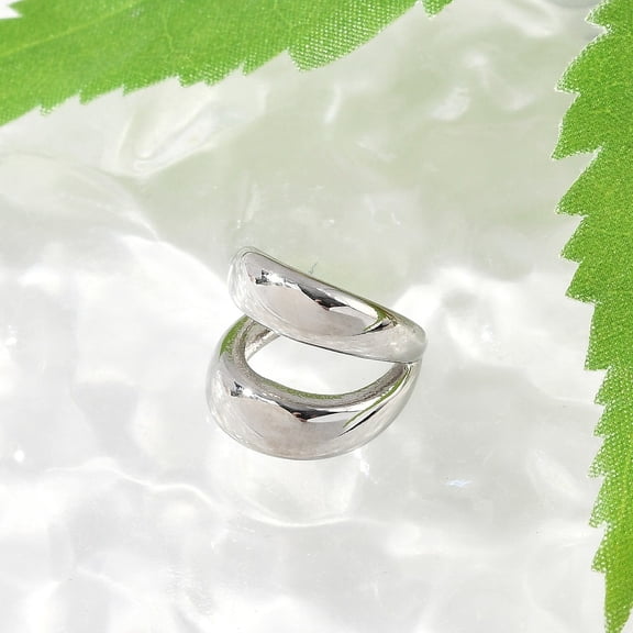 2 pc 304 Stainless Steel Two-layer C-Shaped Cuff Earrings Stainless Steel color 13x13mm