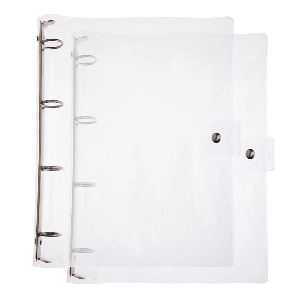 2 pc A4 6-Ring Transparent PP Plastic Binder Covers with Alloy Findings Rectangle Clear 315x265x30.5mm DIY