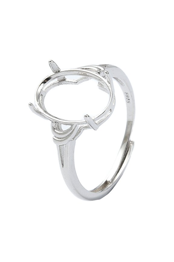 2 pc Adjustable 925 Sterling Silver Solitaire Ring Settings For Half Drilled Beads Real Platinum Plated 2~4mm Inner Diameter: 17.8mm