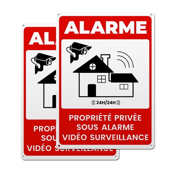 2 pc Aluminum Warning Sign Rectangle with Word House Pattern 25x18x0.08cm