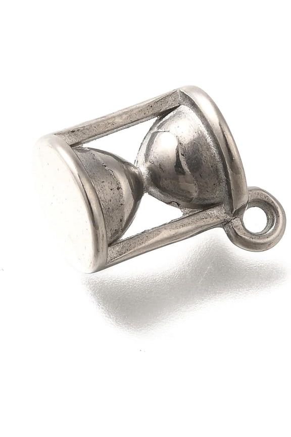 2 pc Anti-Tarnish 304 Stainless Steel Pendants Sand Clock Charm Stainless Steel color 15.5x13x10mm Hole: 2mm