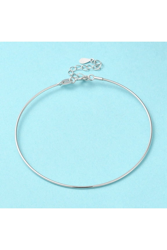 2 pc Anti-Tarnish Rhodium Plated 925 Sterling Silver Bangles Adjustable DIY Beadable Bangles for Women with S925 Stamp & Twist Clasp Platinum 6-1/2 inch(16.5cm)