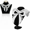 thumbnail image 1 of 2 pc Bowknot Floral Lace Collar Neckline Trim Clothes Sewing Applique Edge with Plastic Imitation Pearls White 300x370x1mm, 1 of 7