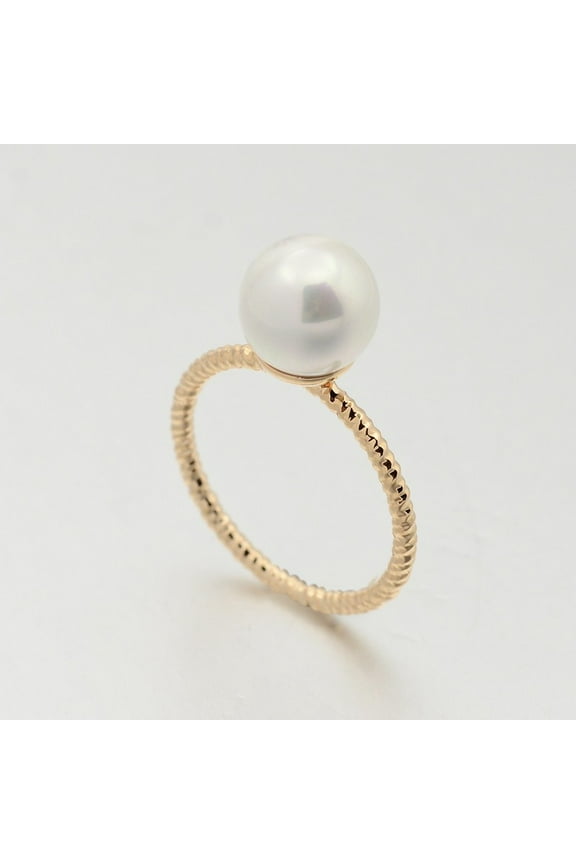 2 pc Brass Acrylic Pearl Finger Rings for Wedding Jewelry Rose golden 16mm