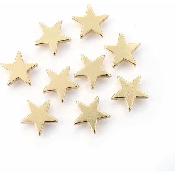 2 pc Brass Charms Long-Lasting Plated Star Real 18K Gold Plated 11.5x12x2.5mm Hole: 1.2mm for Handmade
