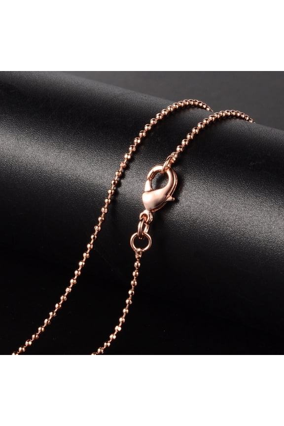 2 pc Brass Necklaces Ball Chain Faceted with Lobster Clasp Rose golden 18.11 inch(46cm) 1.2mm