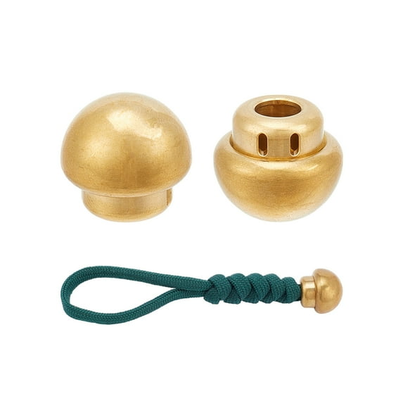2 pc Brass Parachute Rope European Beads Large Hole Beads Mushroom Golden 16x17x16mm Hole: 6mm