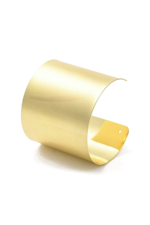 2 pc Brass Plain Wide Cuff Bangles Long-Lasting Plated Lead Free & Cadmium Free Real 18K Gold Plated Inner Diameter: 2-1/2 inch(6.5cm)