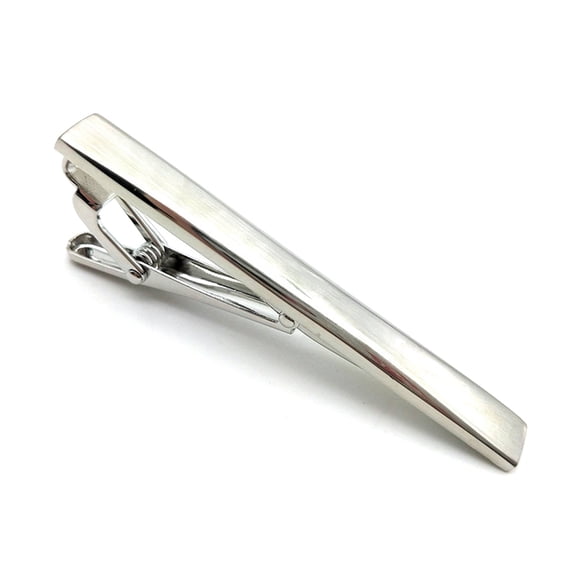 2 pc Brass Tie Clips for Men Platinum 60x6mm