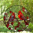 thumbnail image 1 of 2 pc Cardinal Lovebirds Window Hanging Ornaments Winter Suncatcher Home Window Decoration Red 150x3mm, 1 of 5