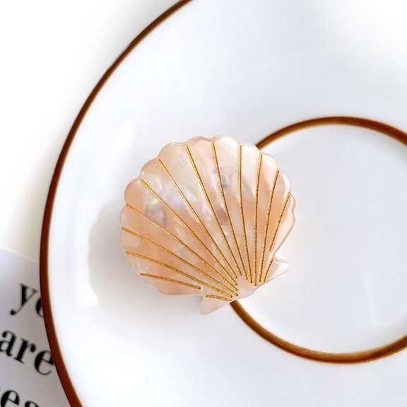 2 pc Cellulose Acetate(Resin) Claw Hair Clips Hair Accessories for Girls Women Shell Shape Bisque 41x34mm