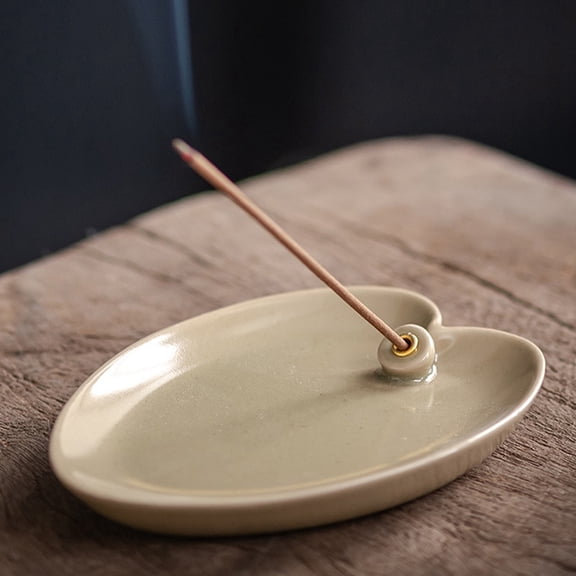 2 pc Ceramic Incense Burners Leaf Incense Stick Holders Home Office Teahouse Zen Buddhist Supplies Old Lace 100x73x15mm