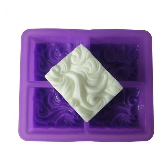 2 pc DIY Soap Silicone Molds for Handmade Soap Making Rectangle with Wave Pattern Random Single Color or Random Mixed Color 170x143x33mm Inner Diameter: 70x52x30mm