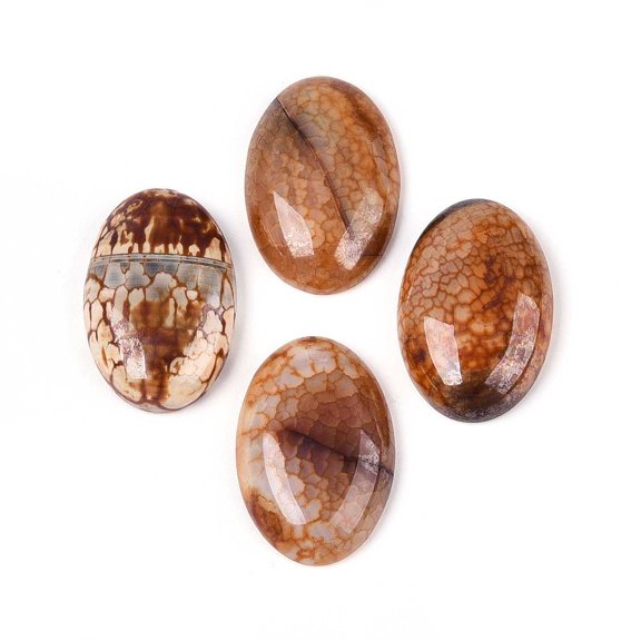 2 pc Dyed Natural Fire Agate Cabochons Oval Sienna 30x20x7mm