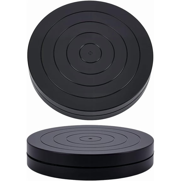 2 pc Flat Round Mini Rotated Turntable Sculpting Pottery Wheel Rotating Wheel Polymer Clay Tools for Arts and Crafts Display Stand Black for DIY