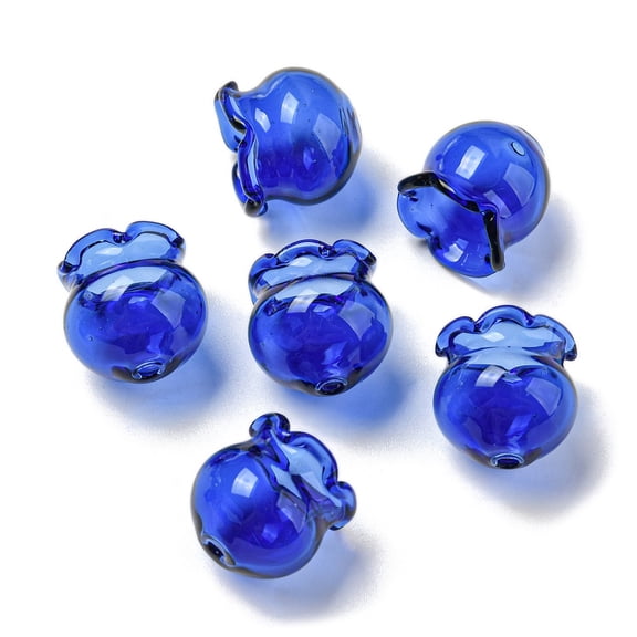 2 pc Glass Bead Cone for Wind Chimes Making Campanula Medium L Cornflower Blue 15x16mm Hole: 2.7mm DIY