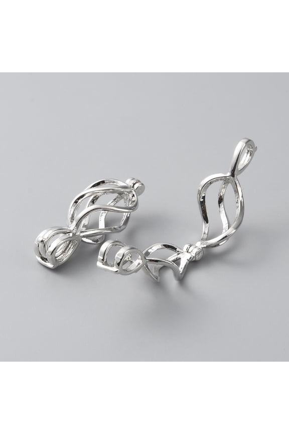 2 pc Hollow Brass Locket Pendants Cage Pendants Platinum 25x11x9.5mm Hole: 3x5mm Inner Diameter: 6x11.5mm