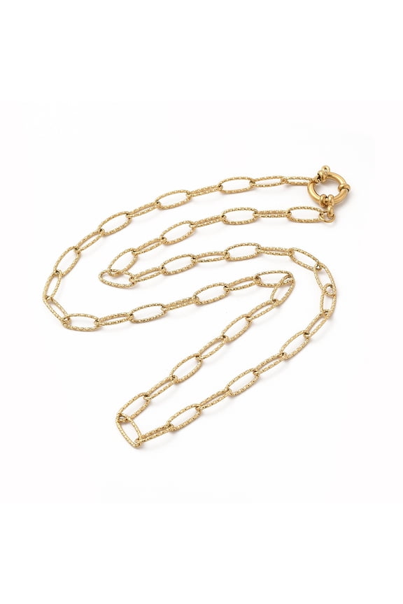 2 pc Ion Plating(IP) 304 Stainless Steel Cable Chain Necklace for Women Real 14K golden Plated 19.80 inch(50.3cm)
