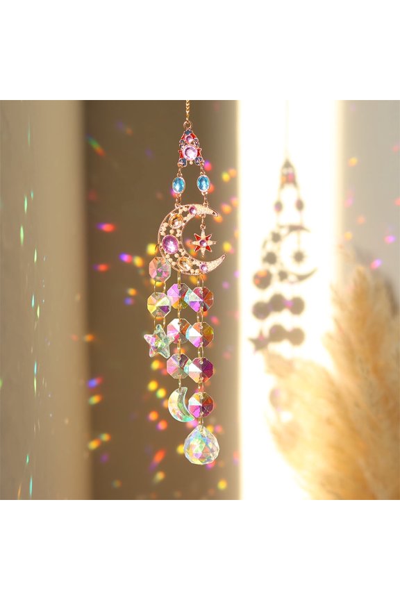 2 pc K9 Glass Big Pendant Decorations Hanging Sun Catchers Ball Prism Rainbow Maker for Ceiling Chandelier Window Garden Moon 370~420mm