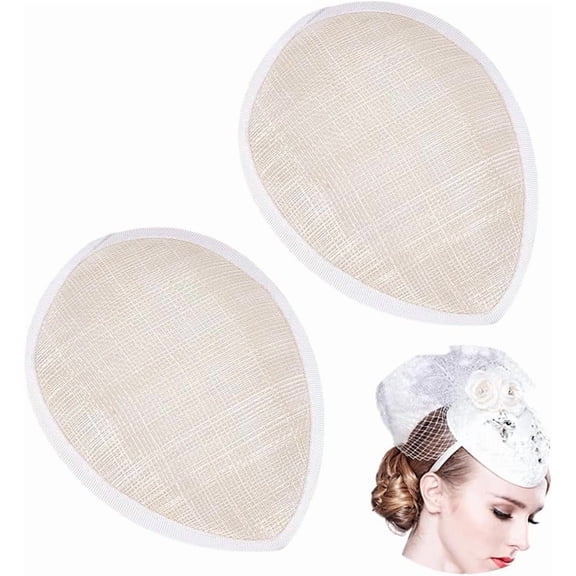 2 pc Linen Mini Hat Fascinator Base for DIY Crafts Hair Accessories Decoration Teardrop White 145x110x7mm Linen